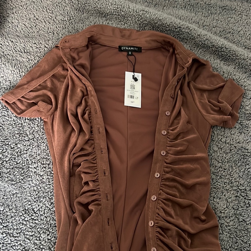 BDWT DYNAMITE Knit Body-con/SLV Shirtdress